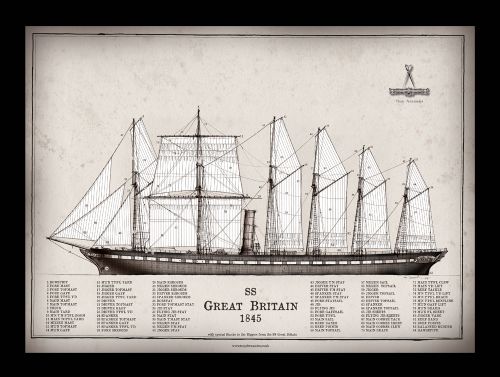 16) SS Great Britain 1845 by Tony Fernandes - signed open print